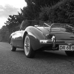 black and white classic car
